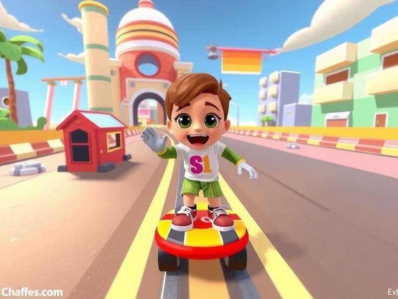 Subway Surfers gameplay on Poki platform showing Jake dodging a train