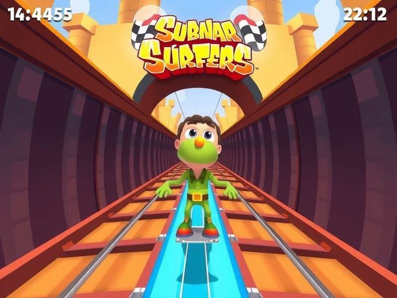 Close-up of a smartphone showing Subway Surfers score and coins