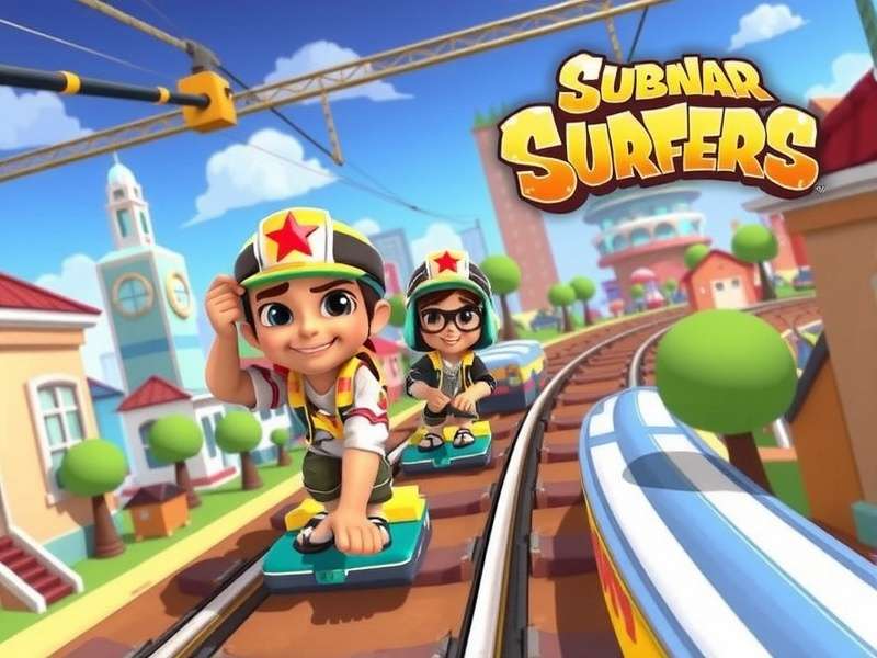 Subway Surfers gameplay screenshot showing characters running on tracks