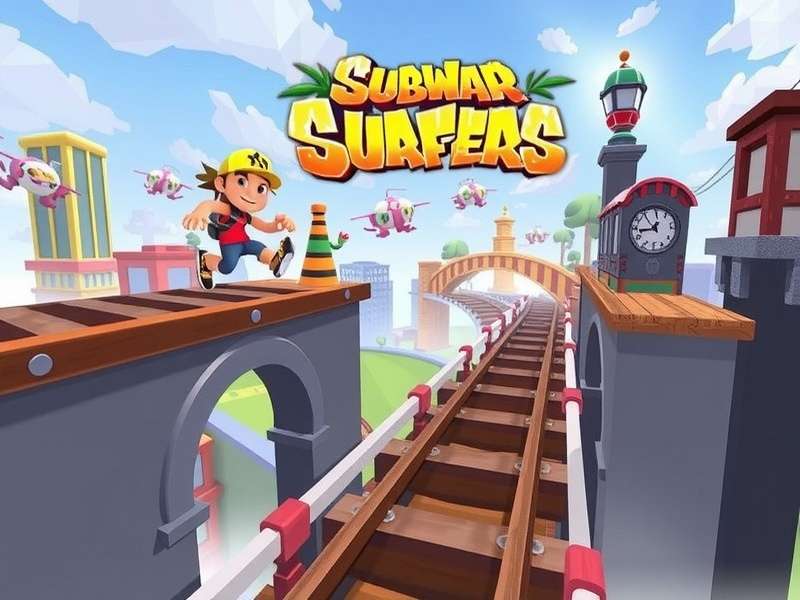 Subway Surfers gameplay across multiple devices - phone, tablet, and PC