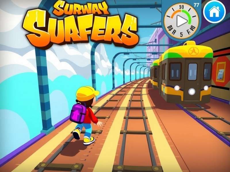 Subway Surfers gameplay screenshot showing characters running on tracks
