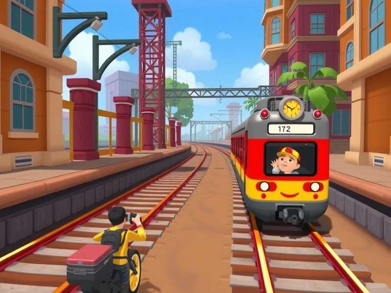Subway Surfers gameplay screenshot showing Jake running on subway tracks
