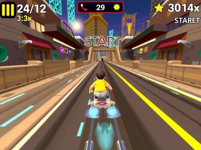 Subway Surfers gameplay screenshot showing Jake running on train tracks