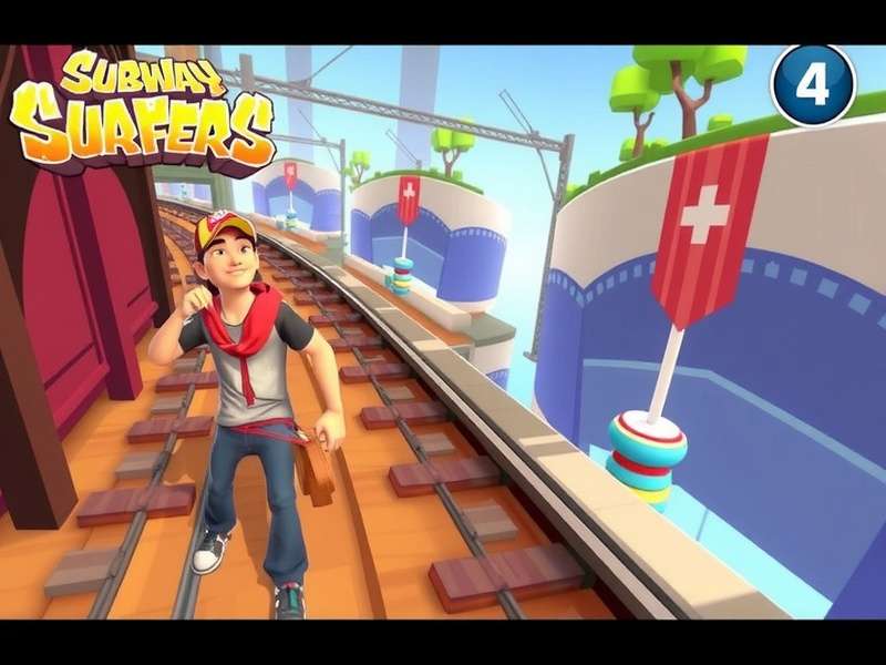 Subway Surfers gameplay screenshot showing Jake dodging a train