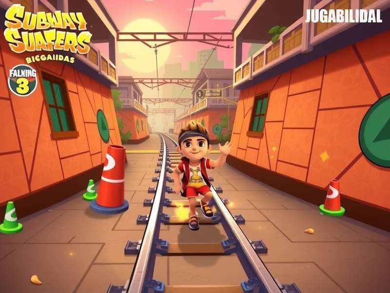 Subway Surfers gameplay screenshot showing character running on subway tracks