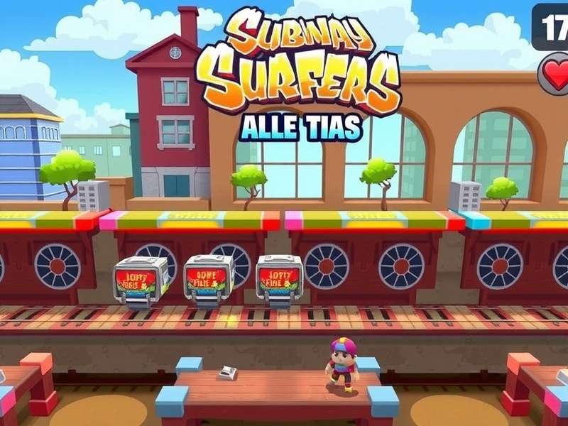 Dynamic gameplay screenshot of Subway Surfers with close call dodge