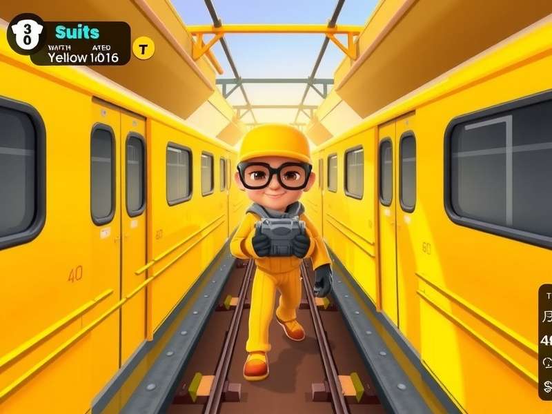 Collage of Subway Surfers characters wearing various yellow outfits including Jake, Fresh, and Tricky