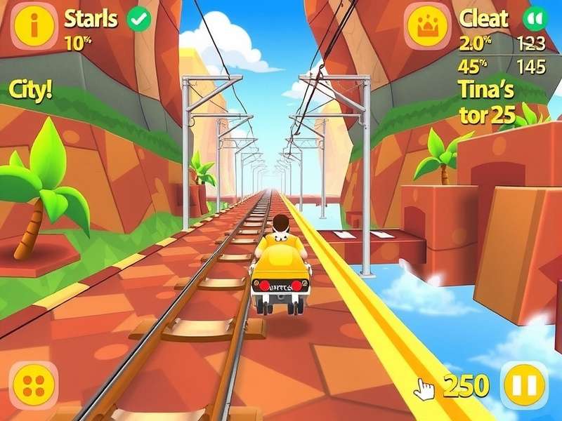 Yellow Sweet Subway Surfers character in action on a subway track