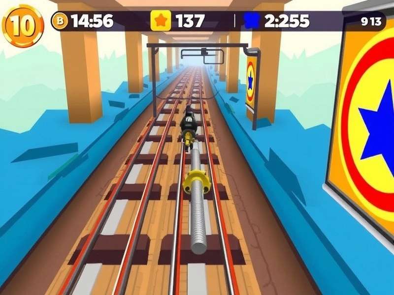 Subway Surfers character running on train tracks avoiding coins in No Coin challenge mode