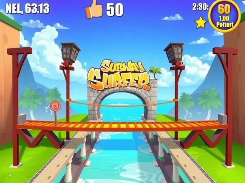 Subway Surfers gameplay scene with characters running on tracks