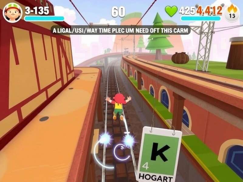 Subway Surfers gameplay screenshot showing Jake running on subway tracks