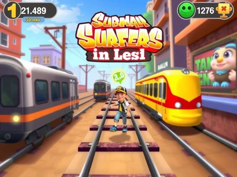 Subway Surfers gameplay screenshot showing characters running on subway tracks