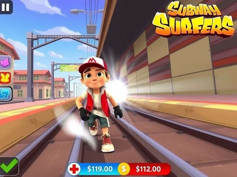 Subway Surfers Free Game action screenshot with characters running on railway tracks