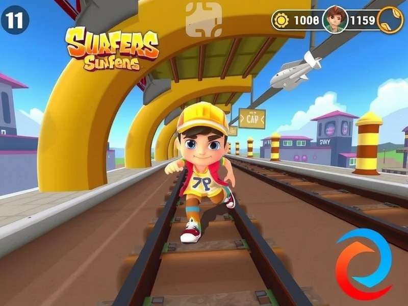 Subway Surfers Online gameplay screenshot showing Jake running on subway tracks with coins and power-ups