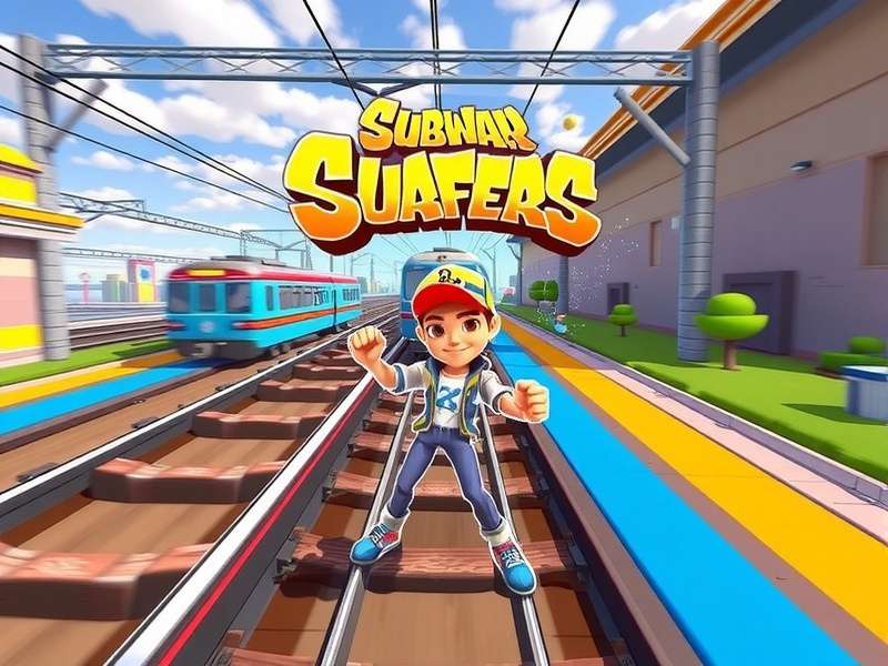 Subway Surfers Game Play action scene with Jake running from the inspector