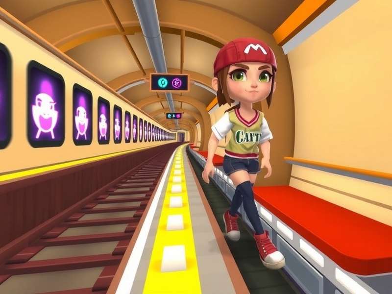 Subway Surfers Girl banner showing main characters Jake, Tricky and Fresh running on tracks