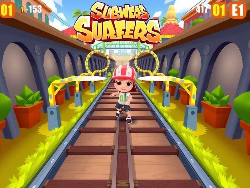 Subway Surfers Poki — endless runner gameplay featuring Jake and friends dashing through trains and obstacles