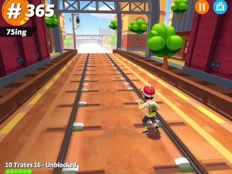 Subway Surfers Unblocked gameplay scene with Jake running on tracks
